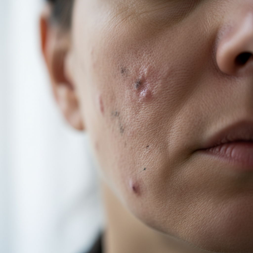 Før hudfornyelse - ujevn hudstruktur