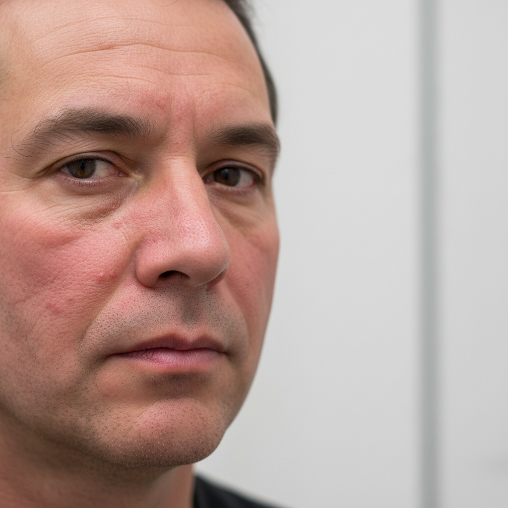 Før rosacea behandling - rødhet